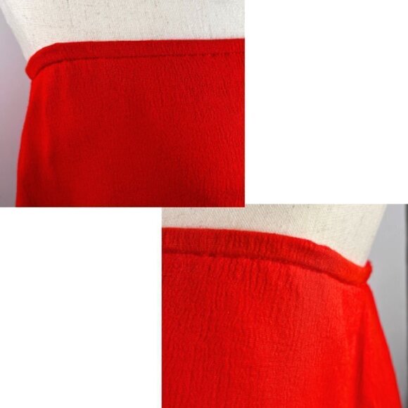 LULUS Californian Red Fringe Strapless Crop Top with Crochet Hem Size L - Picture 6 of 11